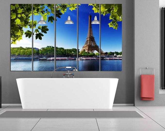 Seine River Paris Eiffel Tower print on canvas, Eiffel Tower photo wall decor for living room, Paris photography wall art print, Paris art