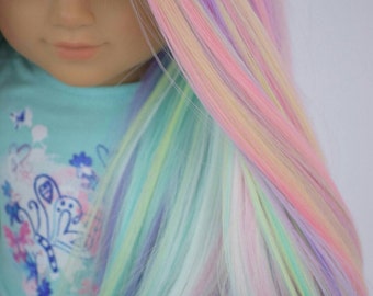10-11" Custom Doll Wig made for AG dolls Rainbow Curling Iron Safe New Fits American Girl head