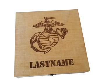 Marine Boot Camp Graduation Gift - USMC Personalized Keepsake Box - Marine Corps Retirement