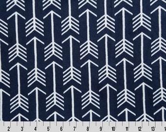 Shannon Minky Fabric, Premier Archer Cuddle Fabric, Arrow Minky Fabric, Navy and White Arrow Minky Fabric, Fabric By The Yard