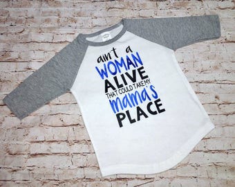 Ain't a Woman Alive That Could Take My Mama's Place - Toddler Raglan T - Grey and White