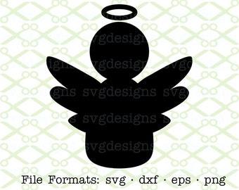 Angel SVG, Dxf, Eps & Png. Digital Cut Files for Cricut, Silhouette; Angel with Halo Svg File, Angel Silhouette, Angel Clipart Christmas Svg