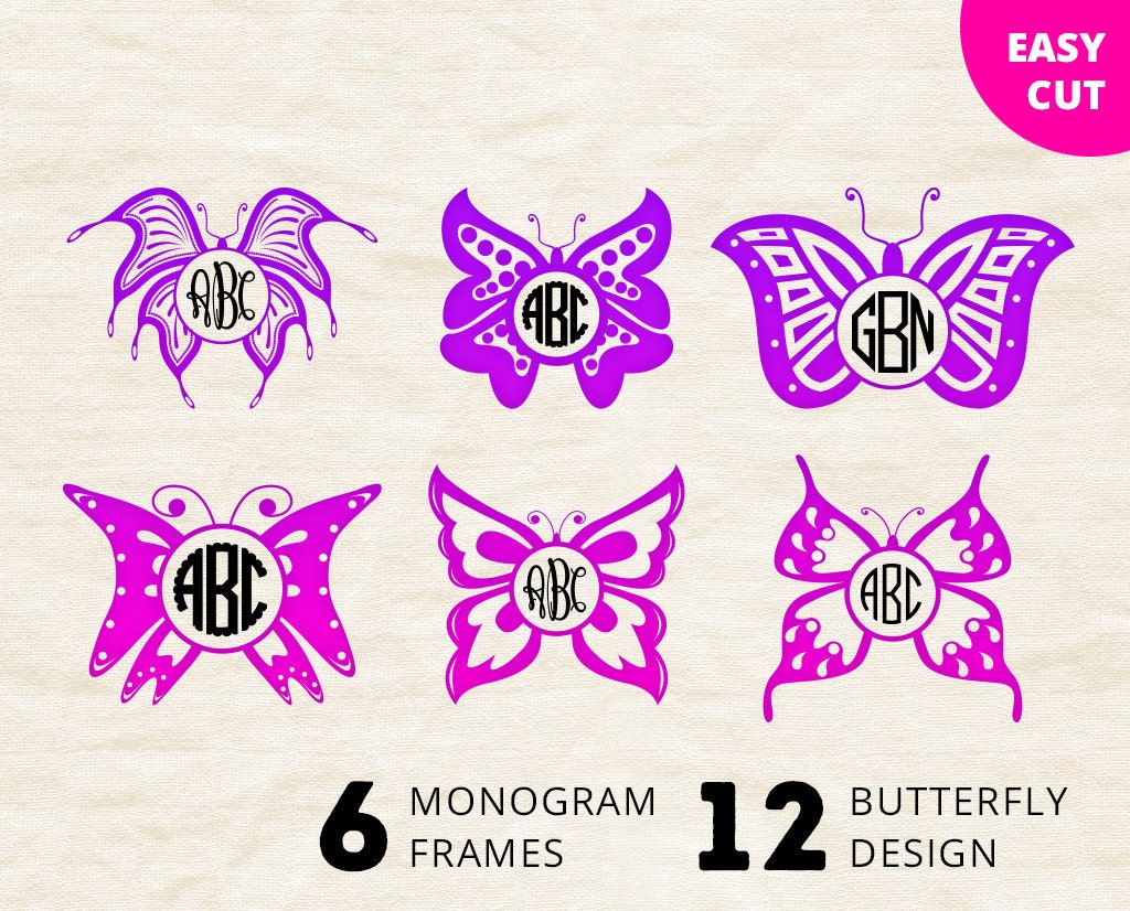 Download BUTTERFLY MONOGRAM svg Circle frame svg cut file Beautiful ...