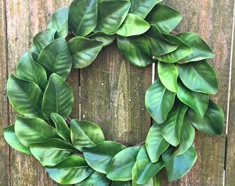 Magnolia Wreath-Farmhouse Wreath-Front Door Wreath-Magnolia Leaf Wreath-Spring Decor-Everyday Wreath-Spring Wreath-Year Round Wreath-Wreath