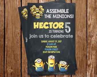 Minions Invitation, Minion Invitations, Minions Party Invite, Minions Birthday party Invites, Printed or Printable Invitations, PDF Invite