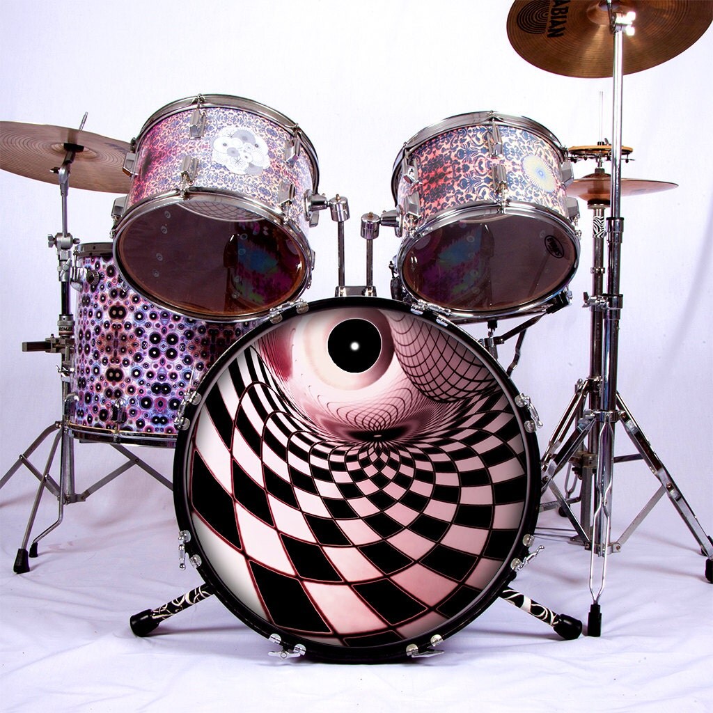 Psychedelic Drum SKIN for Bass Snare and Tom Drums.