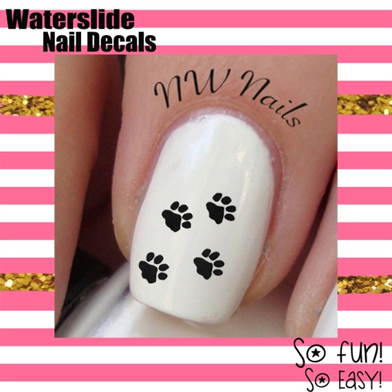 paw print nail art decals puppy dog kitty cat pet animal love