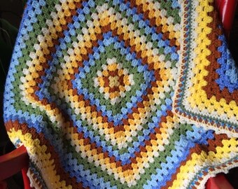 Baby Boy Giant Granny Square Blanket