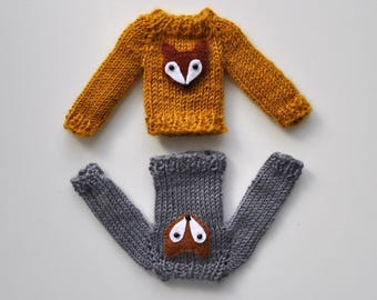 Sweaters Fox for Blythe doll,outfits,,blythe clothes, knitted clothes, blythe accesories, clothes for doll