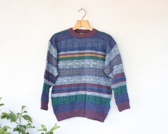 Vinatge Norwegian Multi Stripe Knit - Size Medium