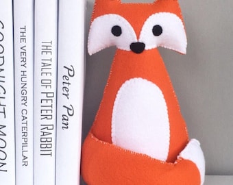 Fox bookends, childrens bookends, fox decor, nursery room decor, Kids room decor, book shelf decor, for book lovers, book ends, fox, orange