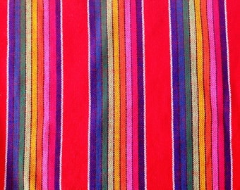 Mexican Fabric Red and Stripes Cambaya Serape Ethnic Zarape Colorful Stripes By the Yard