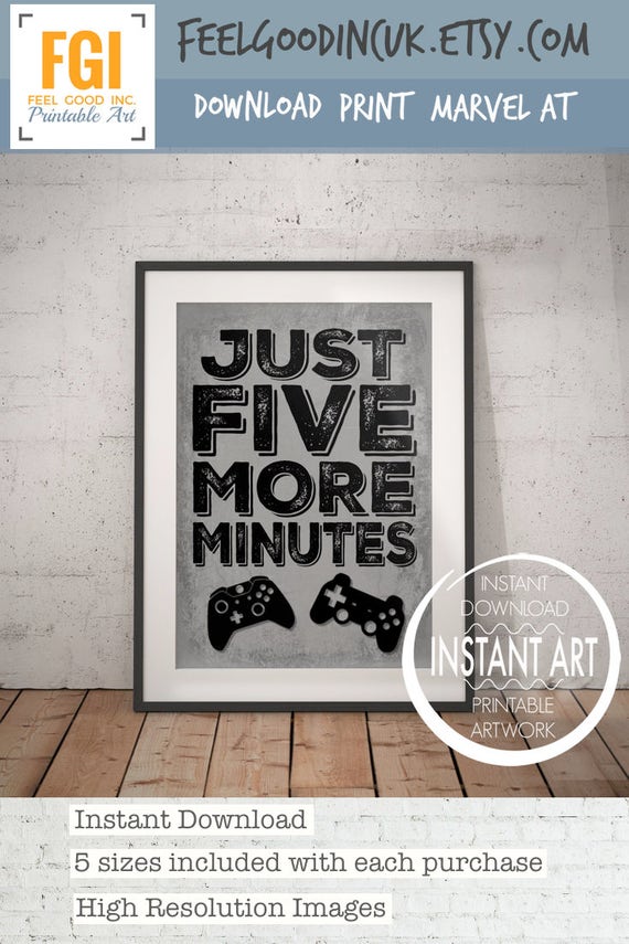 Video Game Controller Print Just Five More Minutes PS4