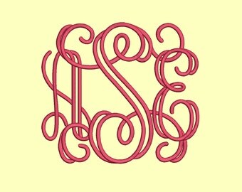 4 Size Open vine Monogram Embroidery Fonts BX Instant Download 9 Formats Embroidery Pattern Machine BX Embroidery Fonts PES