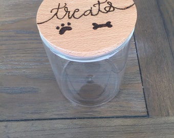 Wood Burned Dog Treat Jar