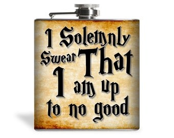 Stainless Steel 6oz Liquor Hip Flask I Solemnly Swear | F120