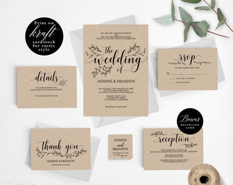 Romantic Rustic Wedding Invitation Template Printable Set Cheap Romantic Rustic Wedding Invitation Template Printable Set Cheap