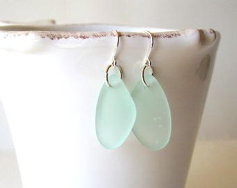 AQUA Blue Sea Glass Earrings, Beach Glass Dangle Earrings, Sea Glass Drop Earrings, Sea Glass Jewelry, Beach Earrings, Bridesmaid Gift