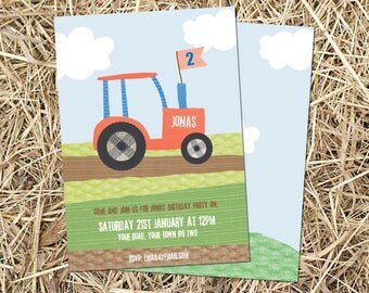 Personalised Tractor Birthday Card for a Child with Name and
