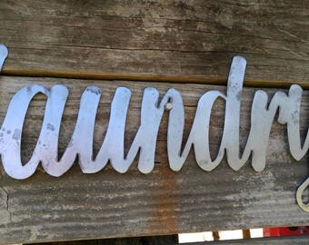 Laundry Sign, Metal Farmhouse Sign, Metal words, Metal Wall Art, Shabby Chic, Rustic Metal signs, Word Art, Metal Word Signs, Word Wall Art