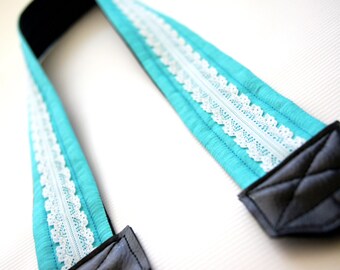 Aqua Blue Lace Camera Strap/DSLR Camera Strap/Camera Accessory/Photographer Gift/Travel Gear