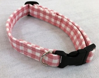 Dog collar, pink check
