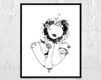 Surreal, Fashion Print, Fashion Poster, Collage Wall Art, Makeup Art, Fashion Wall Art, Makeup Printable, Fashion Illustration, Modern Art