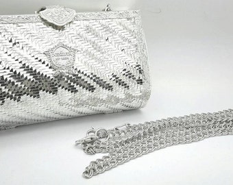 silver woven bag