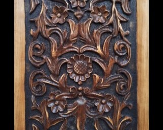 Decorazione In Legno Intagliato A Forma Di Fiori - Applicazione Murale 22x10x0.8 Cm, Stile Classico