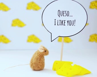 Funny Boyfriend Gift, Best Friend Gift, Love Note, Boyfriend Card, Girlfriend Card, Tiny Felted Mouse, Needle Felted Mouse