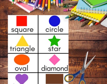 printable shapes and colors flashcards