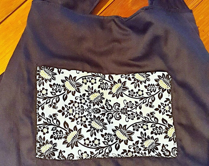 Gift for Her - Hobo Bag - Medium Purse - Medium Bag - Black, gold and White floral - Gift for Teens - Everyday Purse - Pleated Purse