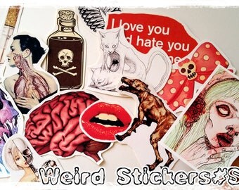 SALE 13xLarge Creepy cute stickers,Zombie Stickers,stickers,Pastel goth stickers,Tumblr stickers,Weird sticker,kawaii Stickers,Cute Stickers