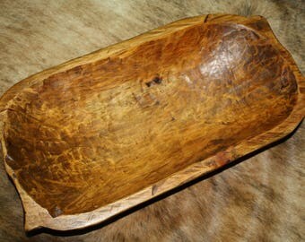 Carved Wooden Dough Bowl Primitive Wood Trencher Tray Rustic Home Decor 19 inch