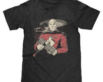 Star Trek Captains Log Shirt Jean-Luc Picard (Licensed) Available in Adult & Youth Sizes