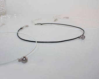 Pearl Choker, Hanging Pearl Necklace, Choker Necklace, Gray Bead Jewlery, Bead Choker, Beaded Choker, Pendant Choker, Bohemian Jewelry