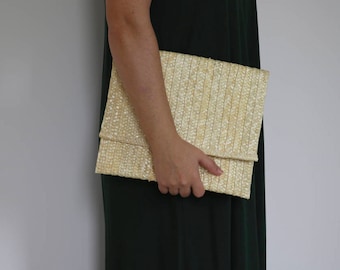 Straw clutch, handmade purse, vintage purse, summer handbag.