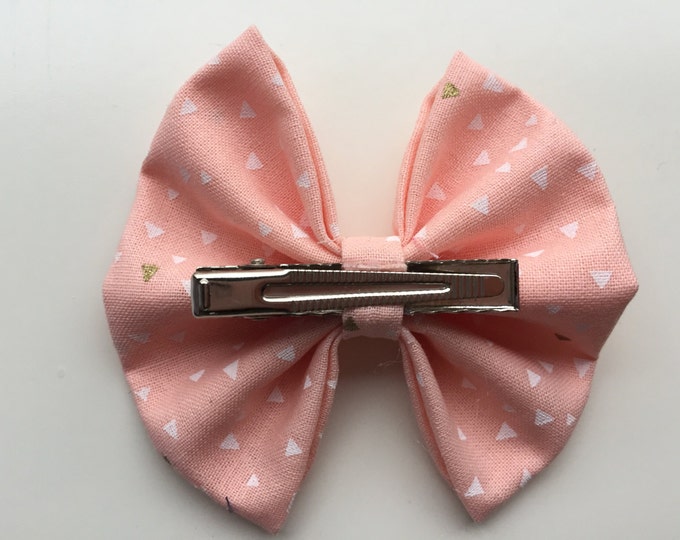 Coral triangles fabric hair bow or bow tie