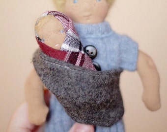 8 inch waldorf mama doll with tony swaddld baby