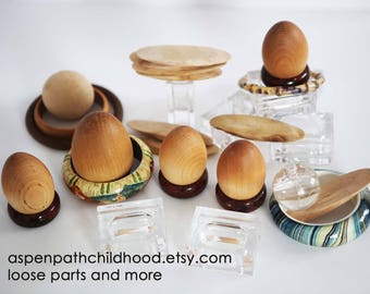 Reggio Montessori Inspired Loose Parts Acrylic Wood Stacking Counting Sorting Set