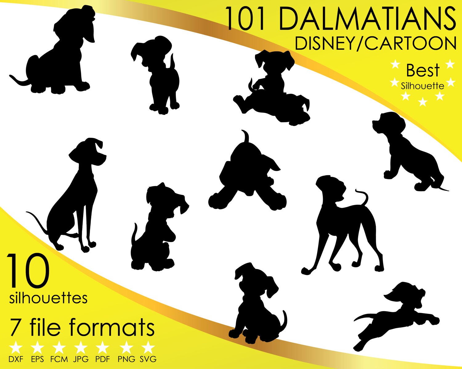 Download 10 Silhouettes 101 Dalmatians Dog Dogs Disney Cartoon