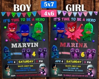 Pj Masks invitation, Pj Masks Birthday Party, Pj Masks Printable, PJ Masks Birthday Invitation, Birthday Pj Mask, Personalized, Printable.