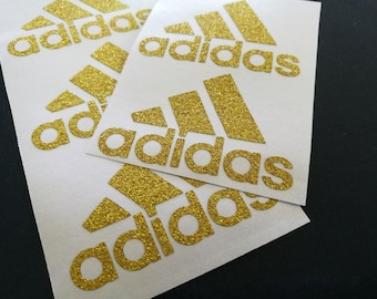 12 glitter adidas stickers, gold adidas decals, bling party decorations, gold envelope seals