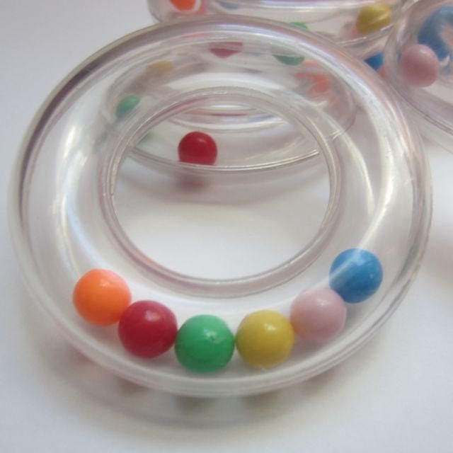 Baby Rattle Rings. 6 pieces. 63mm. Rattle Insert. Teether Toys