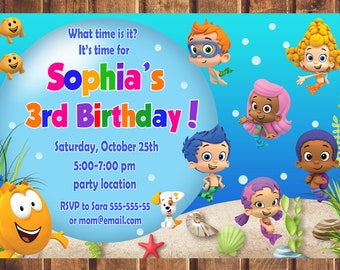 Bubble Guppies Invitation, Bubble Guppies Birthday Invitation, Bubble Guppies, Bubble Guppies Printable, Bubble Guppies Card -digital a