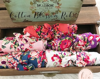 Set of 6 Bridesmaid robes, Floral Robe, Cotton Floral Robe, Bridesmaid Gifts, Bridal robes set, Cotton Robe, Wedding Robe