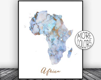 Africa Map, Africa Print, Africa Continent, Map of Africa, Map Wall Art Print, Office Prints, Housewarming Gift, Watercolor Art ArtPrintsZoe