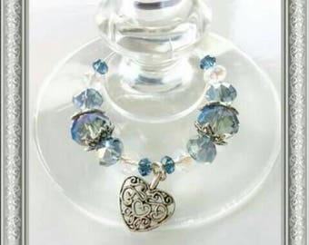 6 Crystal glass wine glass charms