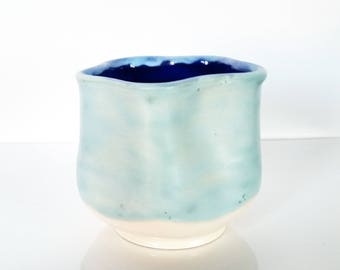 Altered Teal Cup with Cobalt Blue Interior