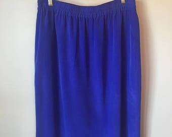 Vintage Women's Long Blue Silk Skirt